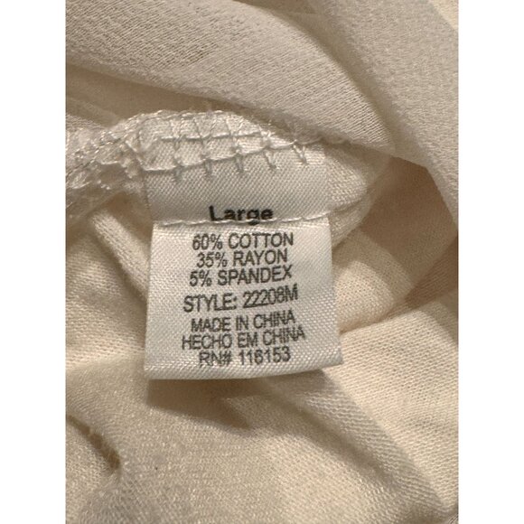 Nine 1 Eight Womens Large Off-White Button-Down Tunic Blouse With Roll-Up Sleeve - Picture 5 of 6